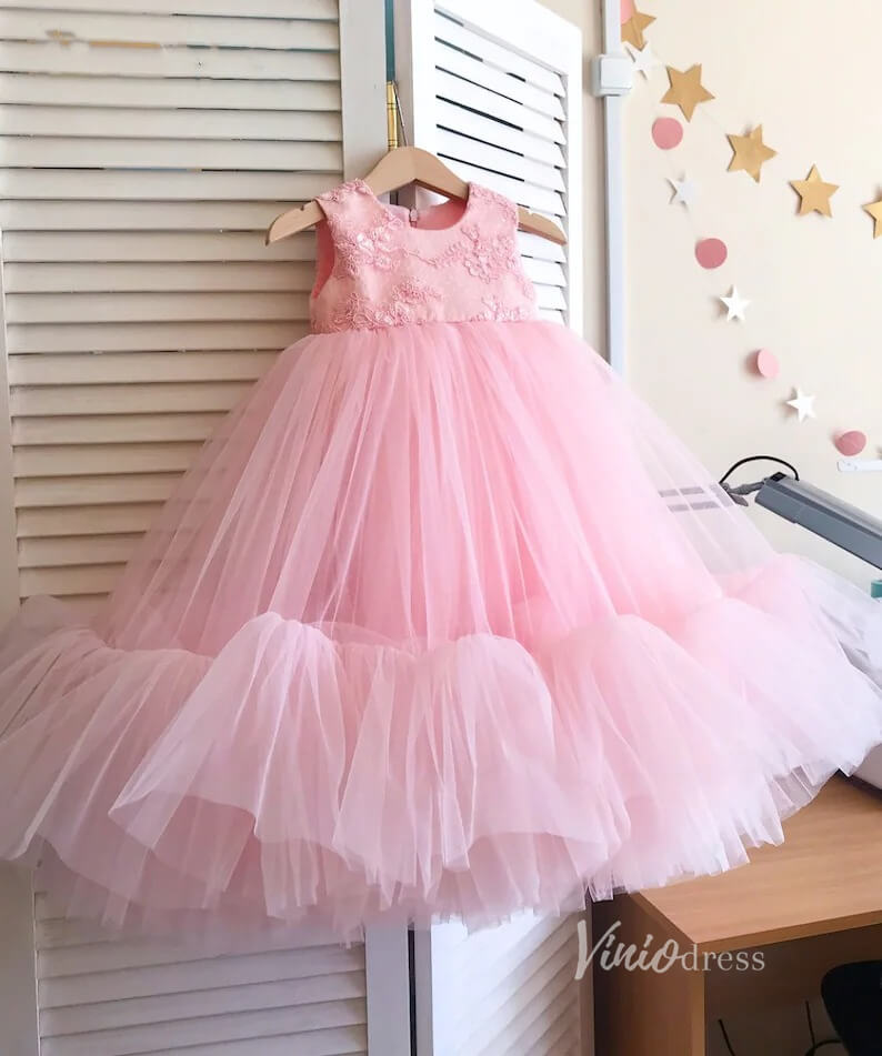 Baby Pink Tulle Flower Girl Dresses GL1132-flower girl dresses 2025 -Viniodress-Pink-Custom Size-