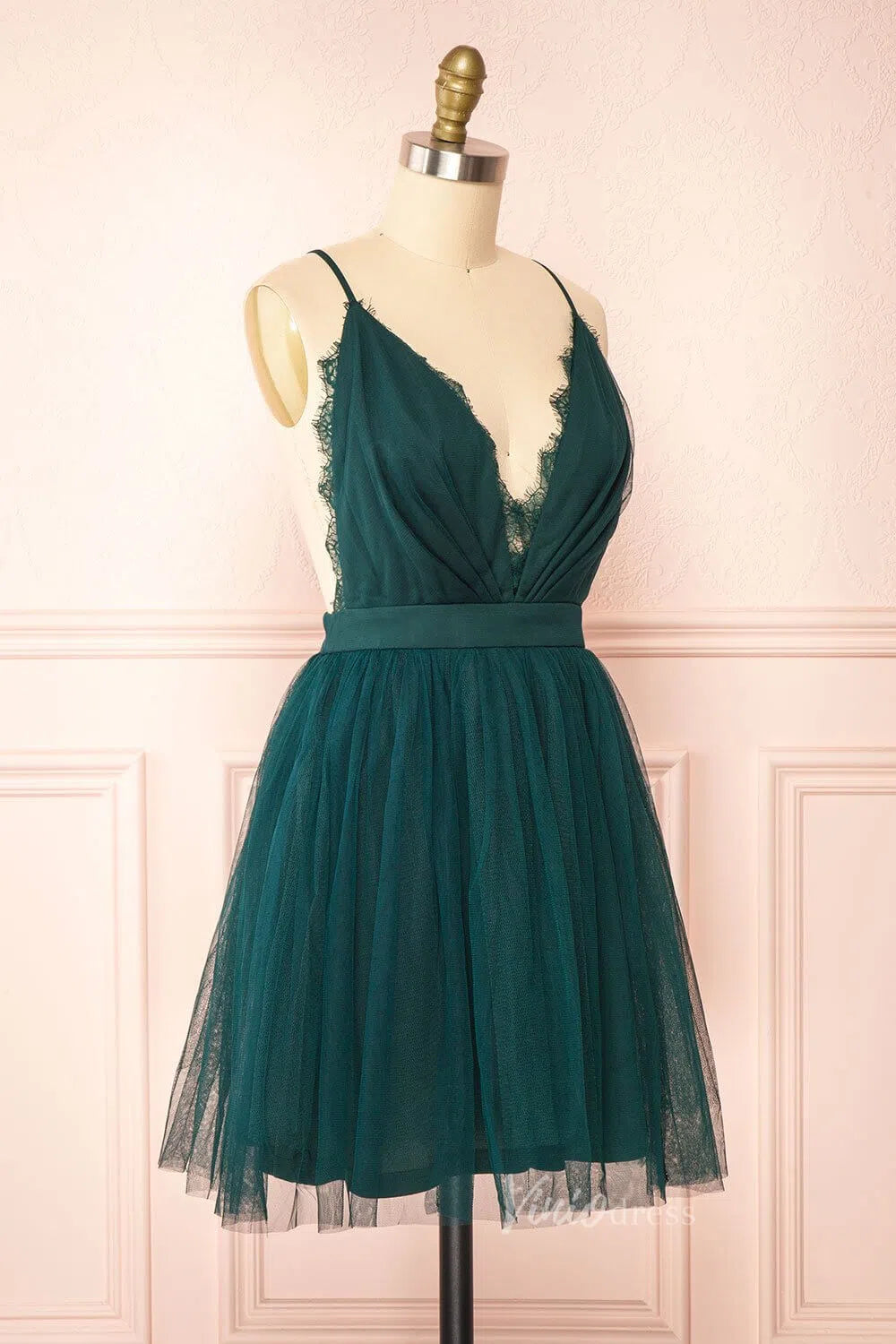 Backless Emerald Green Homecoming Dress Tulle Short Party Dress SD1091-Homecoming Dresses 2025 -Viniodress-Emerald Green-Custom Size-