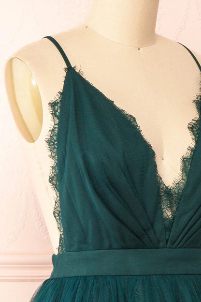 Backless Emerald Green Homecoming Dress Tulle Short Party Dress SD1091-Homecoming Dresses 2025 -Viniodress-Emerald Green-Custom Size-