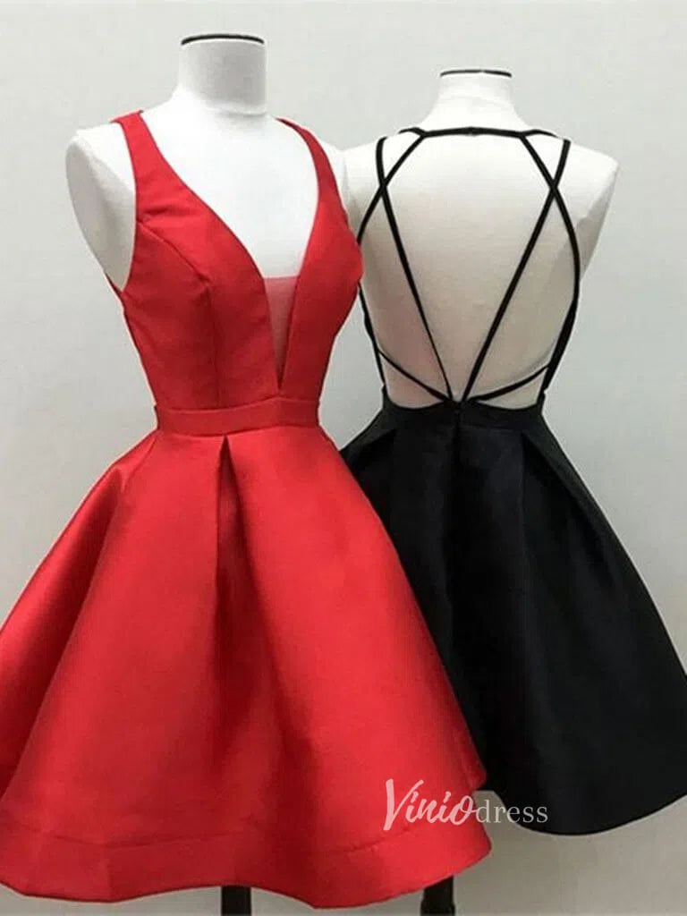 Short Prom Dresses 2025 Backless Short Prom Dress with Pockets SD1108-homecoming dresses-Viniodress-Red-Custom Size-Viniodress