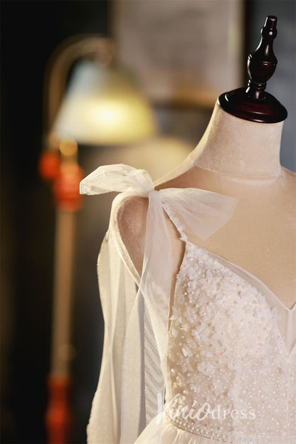 Backless Tulle Homecoming Dresses V-neck Short Graduation Dress SD1456-Homecoming Dresses 2025 -VINIODRESS-Ivory-Custom Size-