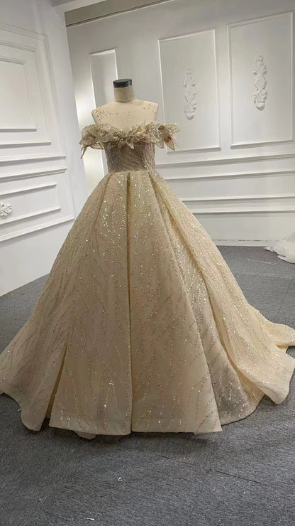 Ball Gown Luxury Beaded Wedding Dresses with Long Sleeves 67331 viniodress-wedding dresses 2025 -Viniodress-Light Blue-Custom Size-