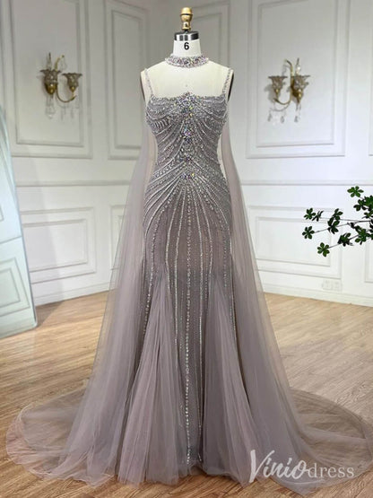 Beaded 1920s Prom Dresses Cape Sleeve Gatsby Formal Dresses AD1250-Evening Dresses 2025 -Viniodress-Dusty Rose-US 2-