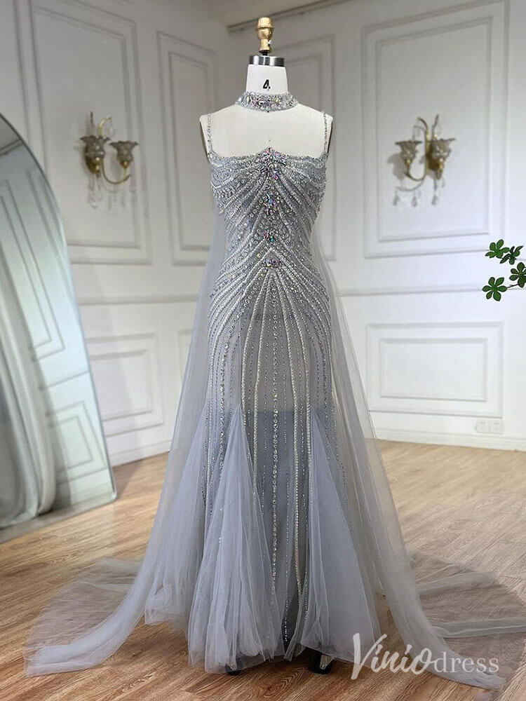 Beaded 1920s Prom Dresses Cape Sleeve Gatsby Formal Dresses AD1250-Evening Dresses 2025 -Viniodress-Grey-US 2-