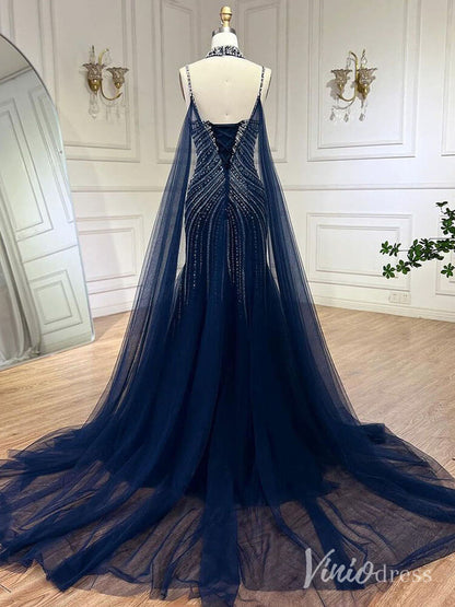 Beaded 1920s Prom Dresses Cape Sleeve Gatsby Formal Dresses AD1250-Evening Dresses 2025 -Viniodress-Navy-US 2-