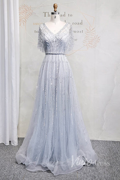 Beaded A-line Prom Dress V-neck Formal Evening Dress FD2470B-Evening Dresses 2025 -Viniodress-Red-US 2-