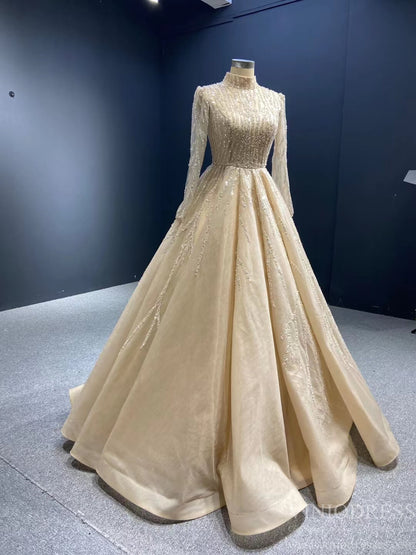 Beaded Baby Blue A-line Prom Dresses with Sleeves 67395 viniodress-prom dresses 2025 -Viniodress-Light Blue-Custom Size-