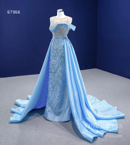 Beaded Baby Blue Overskirt Prom Dresses VINIODRESS viniodress-prom dresses 2025 -Viniodress-Light Blue-Custom Size-