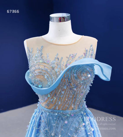 Beaded Baby Blue Overskirt Prom Dresses VINIODRESS viniodress-prom dresses 2025 -Viniodress-Light Blue-Custom Size-