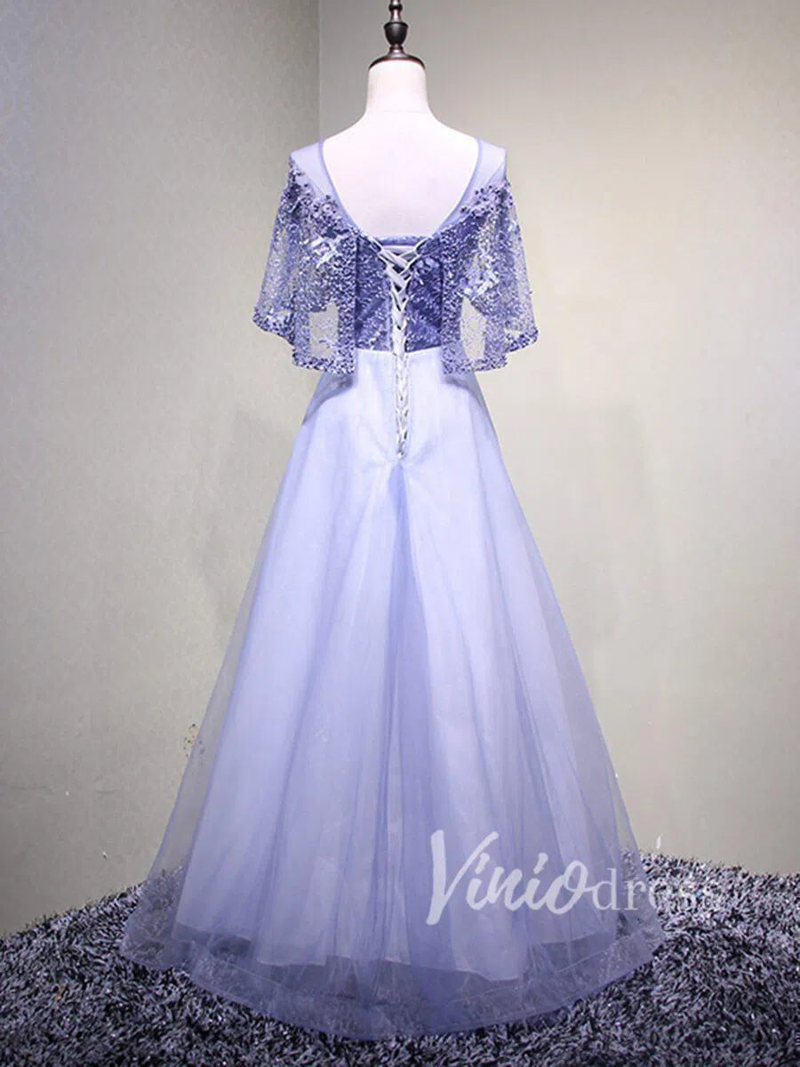 Beaded Batwing Sleeve Mother of the Bride Dresses FD1518-formal dresses 2025 -Viniodress-Dusty Blue-Custom Size-