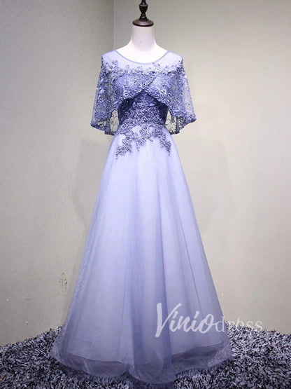 Beaded Batwing Sleeve Mother of the Bride Dresses FD1518-formal dresses 2025 -Viniodress-Dusty Blue-Custom Size-