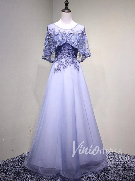 Beaded Batwing Sleeve Mother of the Bride Dresses FD1518-formal dresses 2025 -Viniodress-Dusty Blue-Custom Size-