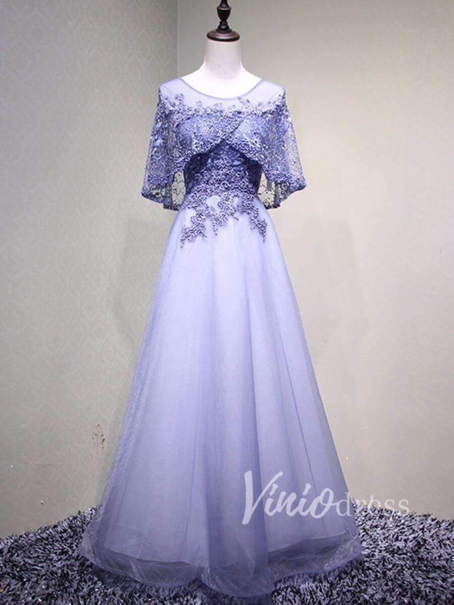 Beaded Batwing Sleeve Mother of the Bride Dresses FD1518-formal dresses-Viniodress-Dusty Blue-Custom Size-Viniodress