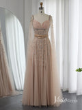 Beaded Blush Pink Evening Dresses Extra Long Sleeve Mother of the Bride Dress AD1151