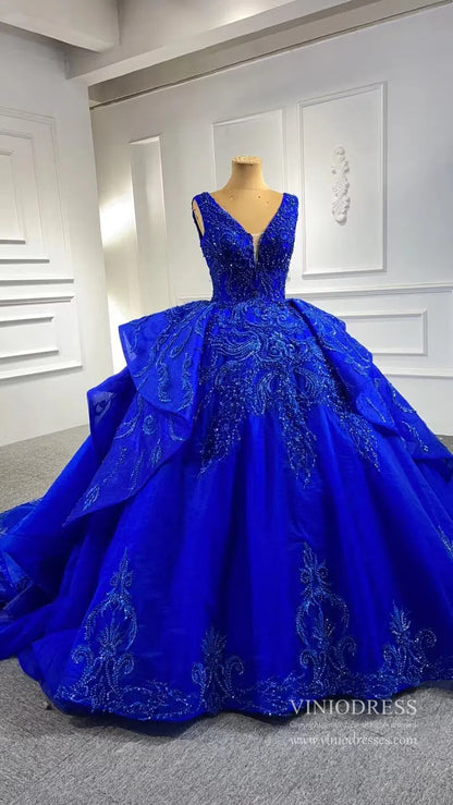 Beaded Burgundy Ball Gown Wedding Dress 67376 viniodress-Quinceanera Dresses 2025 -Viniodress-Burgundy-Custom Size-