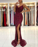 Prom Dress 2025 Beaded Burgundy Mermaid Prom Dress with Slit FD2842-unique prom dresses-Burgundy-Custom Size-Viniodress