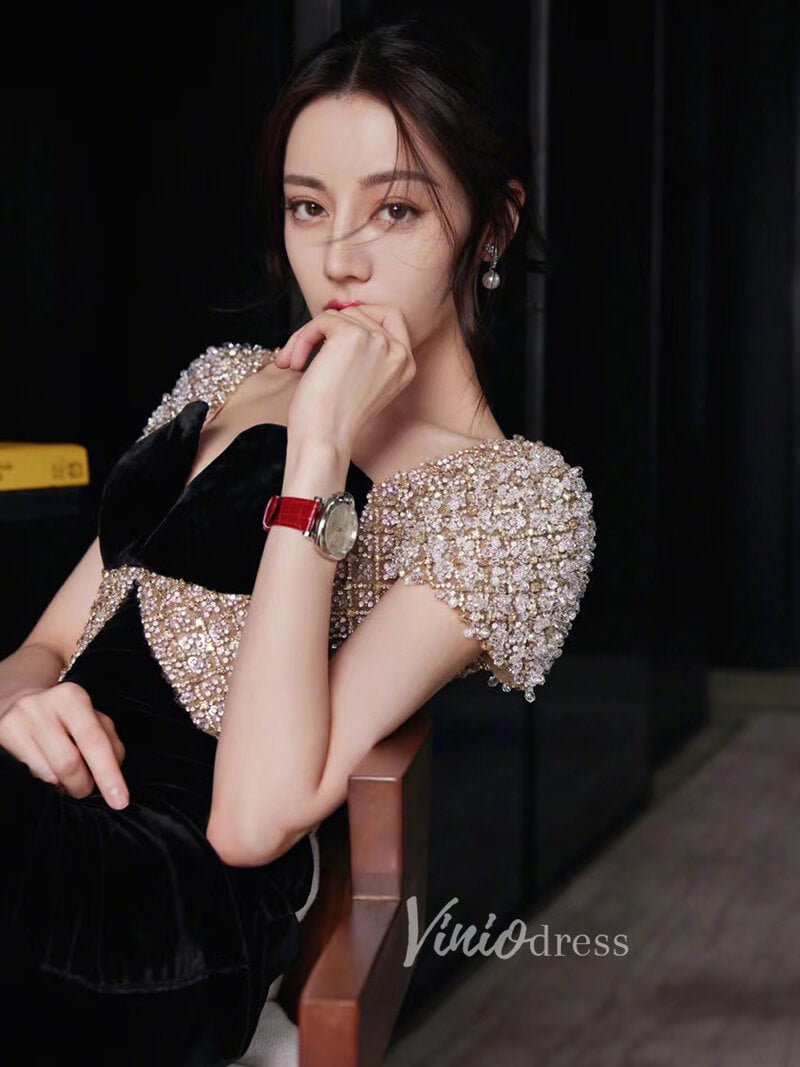 Beaded Burgundy Velvet Prom Dresses Sweetheart Neck Sheath Evening Dress 20028-Evening Dresses 2025 -Viniodress-Burgundy-US 2-