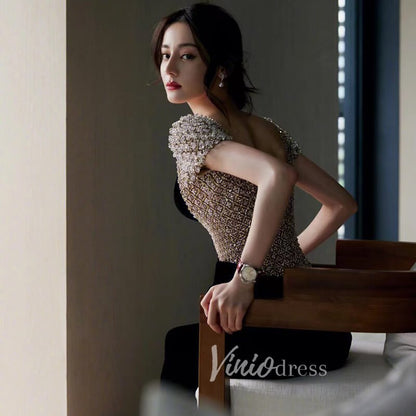 Beaded Burgundy Velvet Prom Dresses Sweetheart Neck Sheath Evening Dress 20028-Evening Dresses 2025 -Viniodress-Burgundy-US 2-