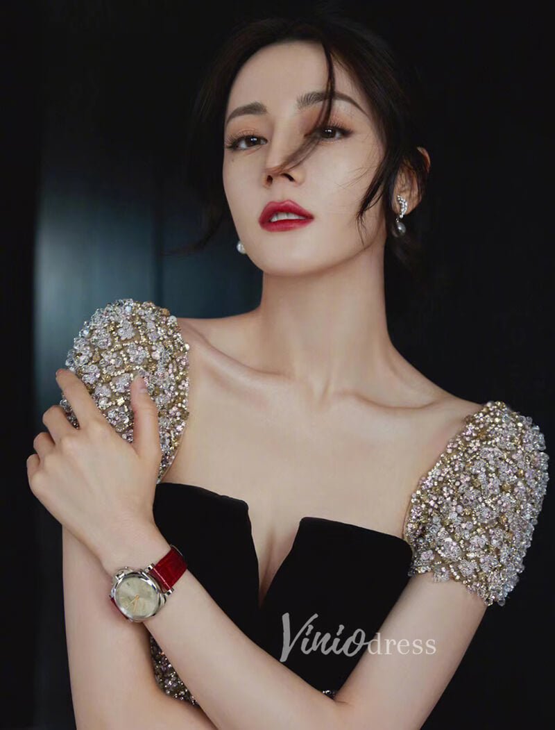 Beaded Burgundy Velvet Prom Dresses Sweetheart Neck Sheath Evening Dress 20028-Evening Dresses 2025 -Viniodress-Burgundy-US 2-