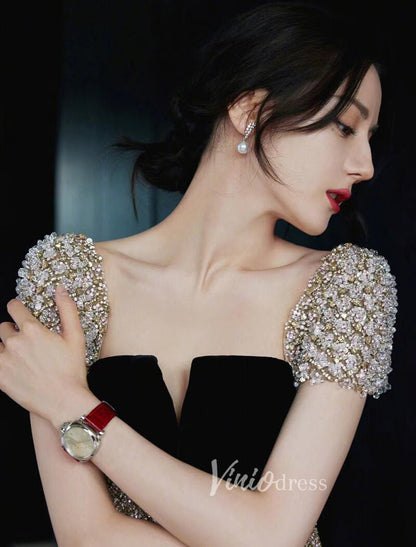 Beaded Burgundy Velvet Prom Dresses Sweetheart Neck Sheath Evening Dress 20028-Evening Dresses 2025 -Viniodress-Burgundy-US 2-