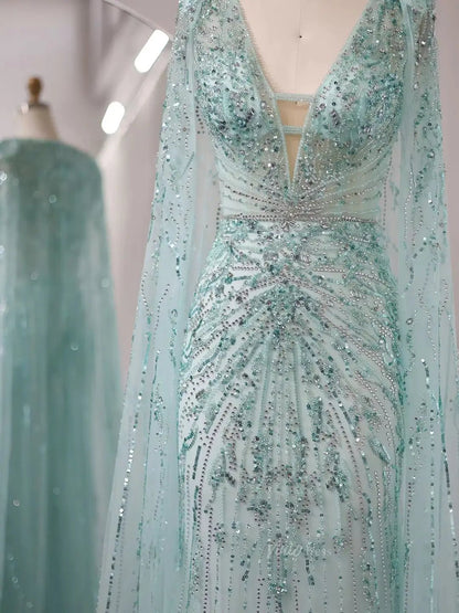 Beaded Cape Prom Dresses Elegant V-neck Formal Dresses Sheath BD049-Evening Dresses 2025 -Viniodress-Lavender-US 2-