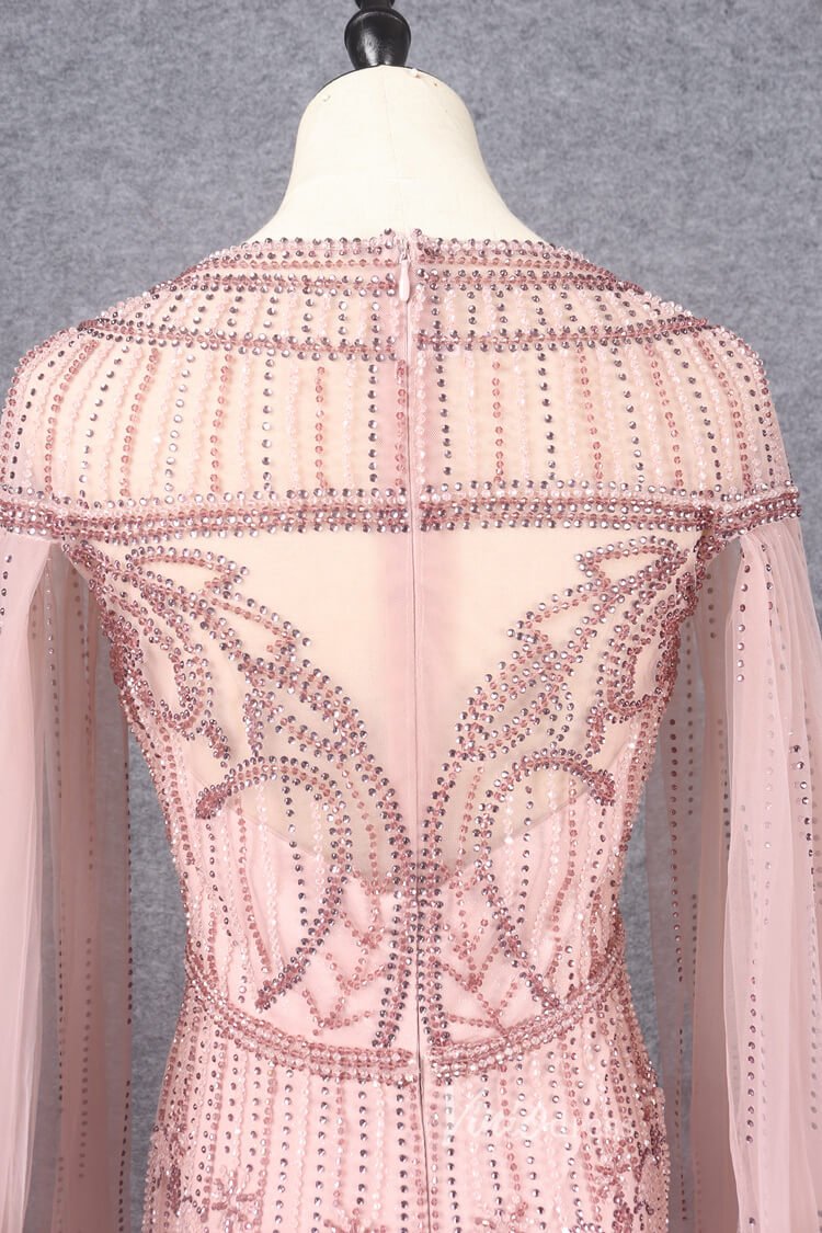 Beaded Cape Sleeve Evening Gowns Mother of the Bride Dresses 20063-Evening Dresses 2025 -Viniodress-Emerald Green-US 2-