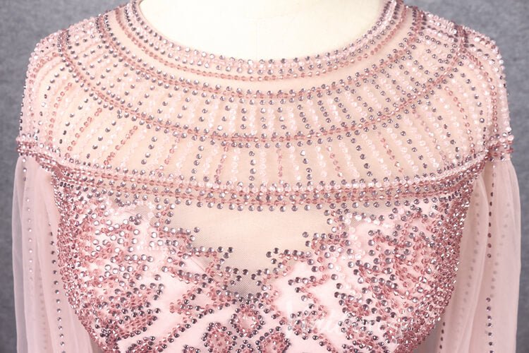 Beaded Cape Sleeve Evening Gowns Mother of the Bride Dresses 20063-Evening Dresses 2025 -Viniodress-Emerald Green-US 2-