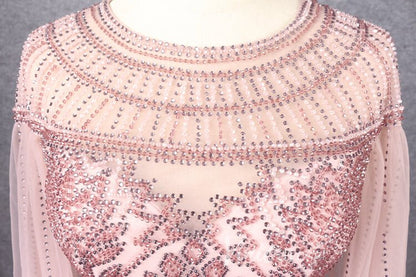 Beaded Cape Sleeve Evening Gowns Mother of the Bride Dresses 20063-Evening Dresses 2025 -Viniodress-Emerald Green-US 2-