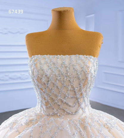 Beaded Champagne Ball Gown Wedding Dress Strapless 67439-wedding dresses 2025 -Viniodress-Champagne-Custom Size-
