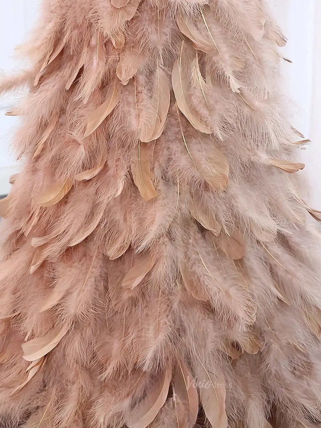 Beaded Feather Prom Dresses Long Sleeve Mermaid 20s Formal Dresses BD001-Evening Dresses 2025 -Viniodress-Nude-US 2-