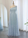 prom dresses 2025 Beaded Feather Prom Dresses Vintage Formal Dresses Extra Long Sleeve BD043-plus size wedding dresses Viniodress-Light Blue-US 2-