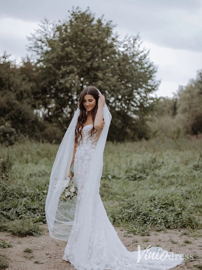 Beaded Floral Lace Mermaid Wedding Dress with Sheer Corset Bodice and Veil – ML102B-wedding dresses 2025 -Viniodress-Nude-Custom Size-