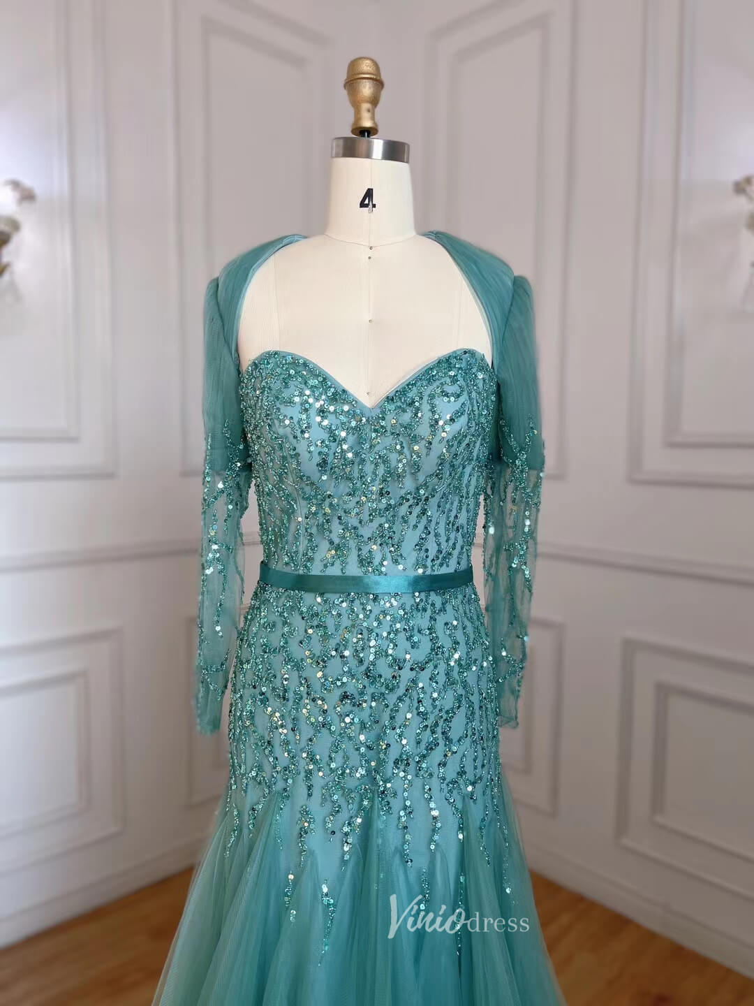2006 prom dress Beaded Fuchsia Evening Dresses Open Back Green Prom Dress 20060 – Viniodress