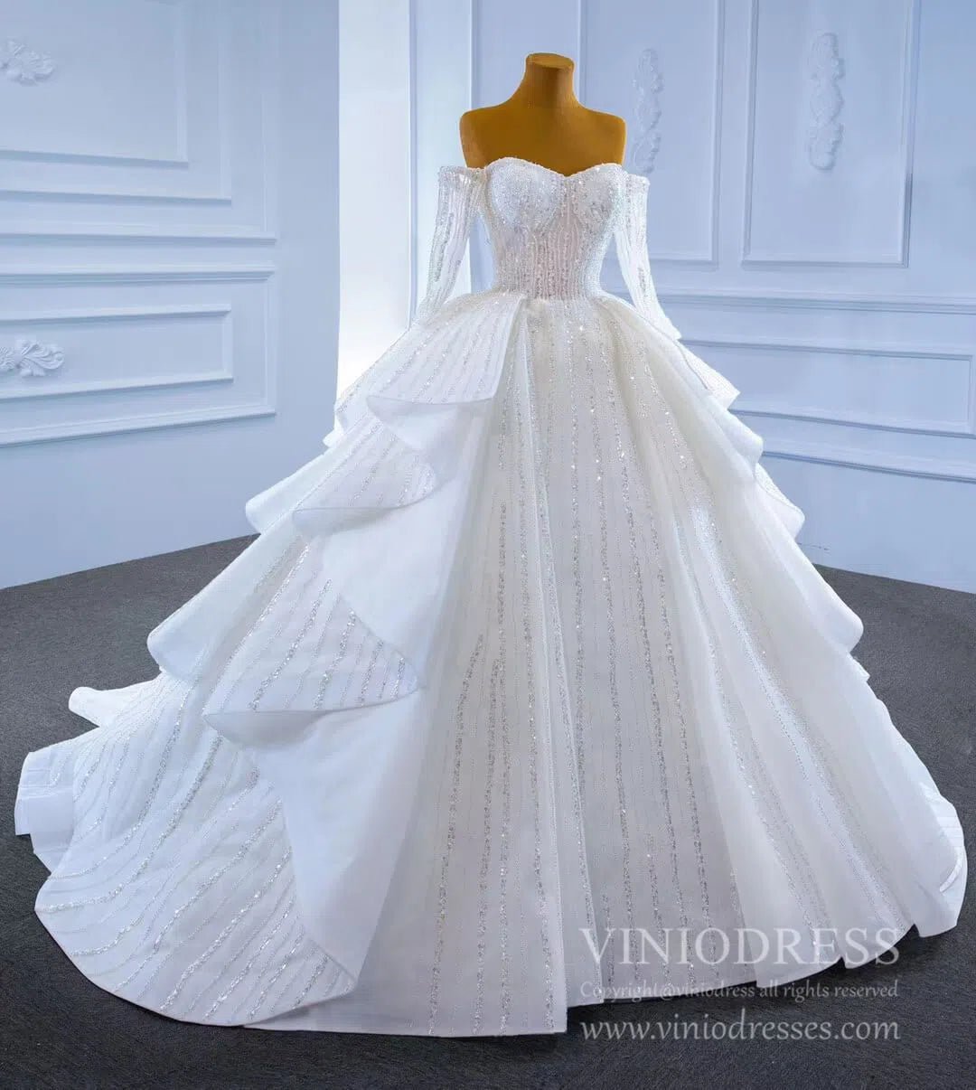Beaded Gold Ball Gown Wedding Dresses Off the Shoulder Sweet 16 Dress Viniodress Beaded Gold Ball Gown Wedding Dresses Off the Shoulder Sweet 16 Dress Viniodress