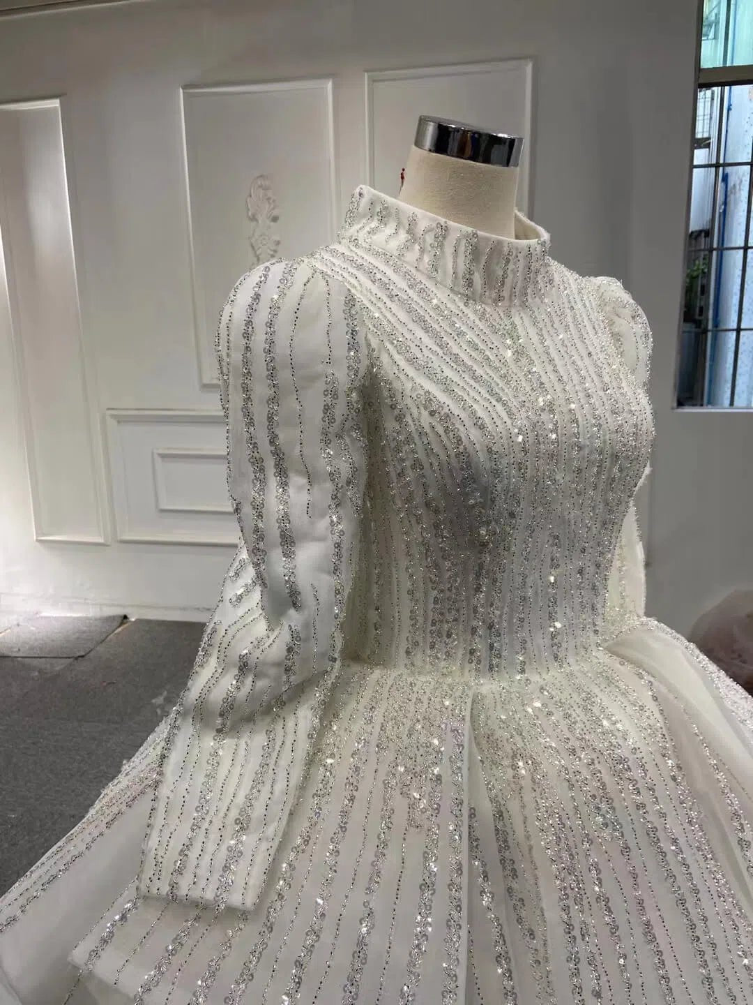 Beaded Gold Ball Gown Wedding Dresses Off the Shoulder Sweet 16 Dress 67241-wedding dresses 2025 -Viniodress-Gold-Custom Size-