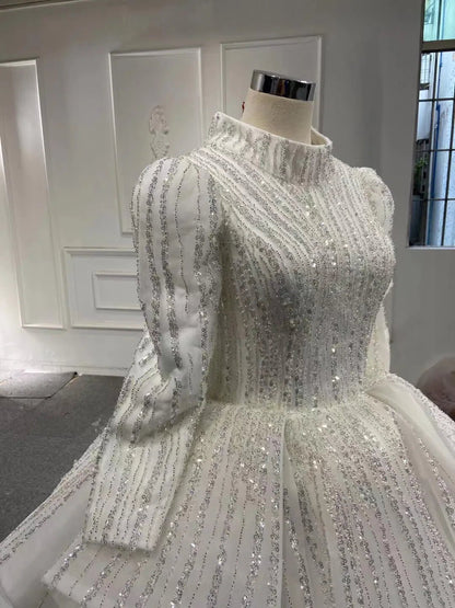 Beaded Gold Ball Gown Wedding Dresses Off the Shoulder Sweet 16 Dress 67241-wedding dresses 2025 -Viniodress-Gold-Custom Size-