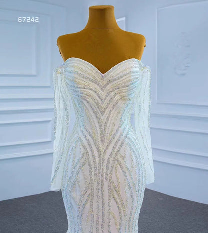 Beaded Gold Pageant Dress Mermaid Wedding Dress 67242 Viniodress-Evening Dresses 2025 -Viniodress-Gold-Custom Size-