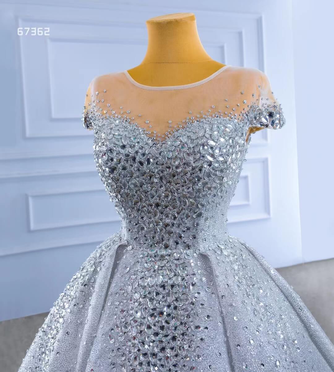 Beaded Gradient Wedding Dress Silver Gold Ball Gown 67362 Viniodress-wedding dresses 2025 -Viniodress-Gold-Custom Size-