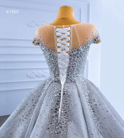 Beaded Gradient Wedding Dress Silver Gold Ball Gown 67362 Viniodress-wedding dresses 2025 -Viniodress-Gold-Custom Size-