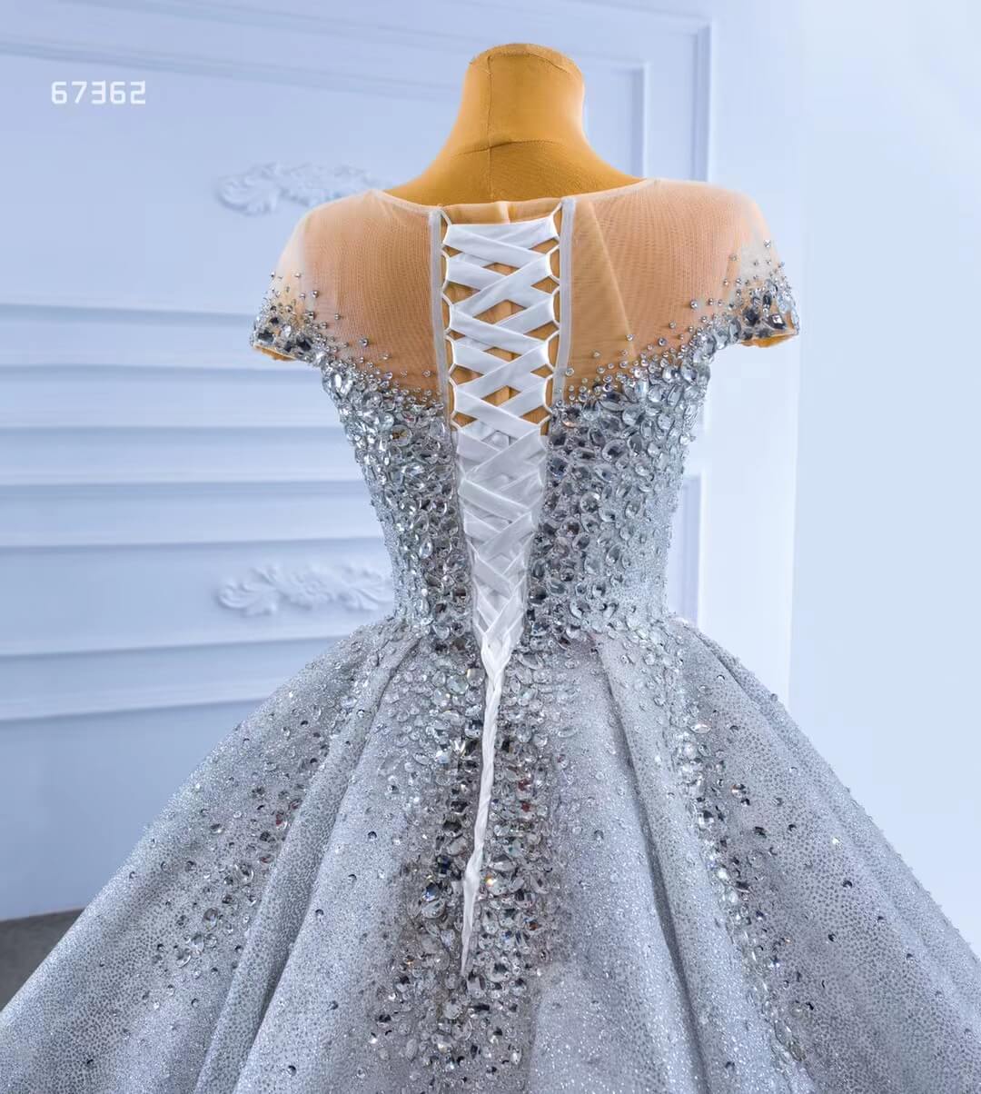 Beaded Gradient Wedding Dress Silver Gold Ball Gown 67362 Viniodress-wedding dresses 2025 -Viniodress-Gold-Custom Size-