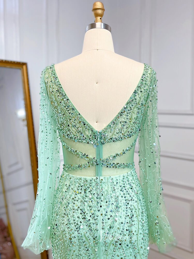 Beaded Green 1920s Evening Dresses Long Sleeve Pink Prom Dress 20046-Evening Dresses 2025 -Viniodress-As Picture-US 2-