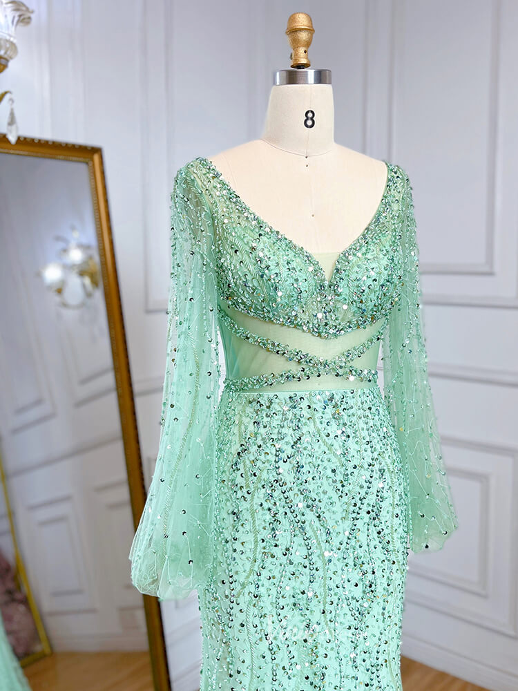 Prom Dress 2025 Beaded Green 1920s Evening Dresses Long Sleeve Pink Prom Dress 20046-unique prom dresses-As Picture-US 2-Viniodress