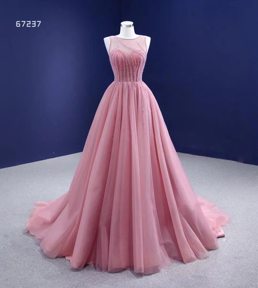 Beaded Green Ball Gown Rose Pink Prom Dresses 67237 viniodress-Quinceanera Dresses 2025 -Viniodress-Green-Custom Size-