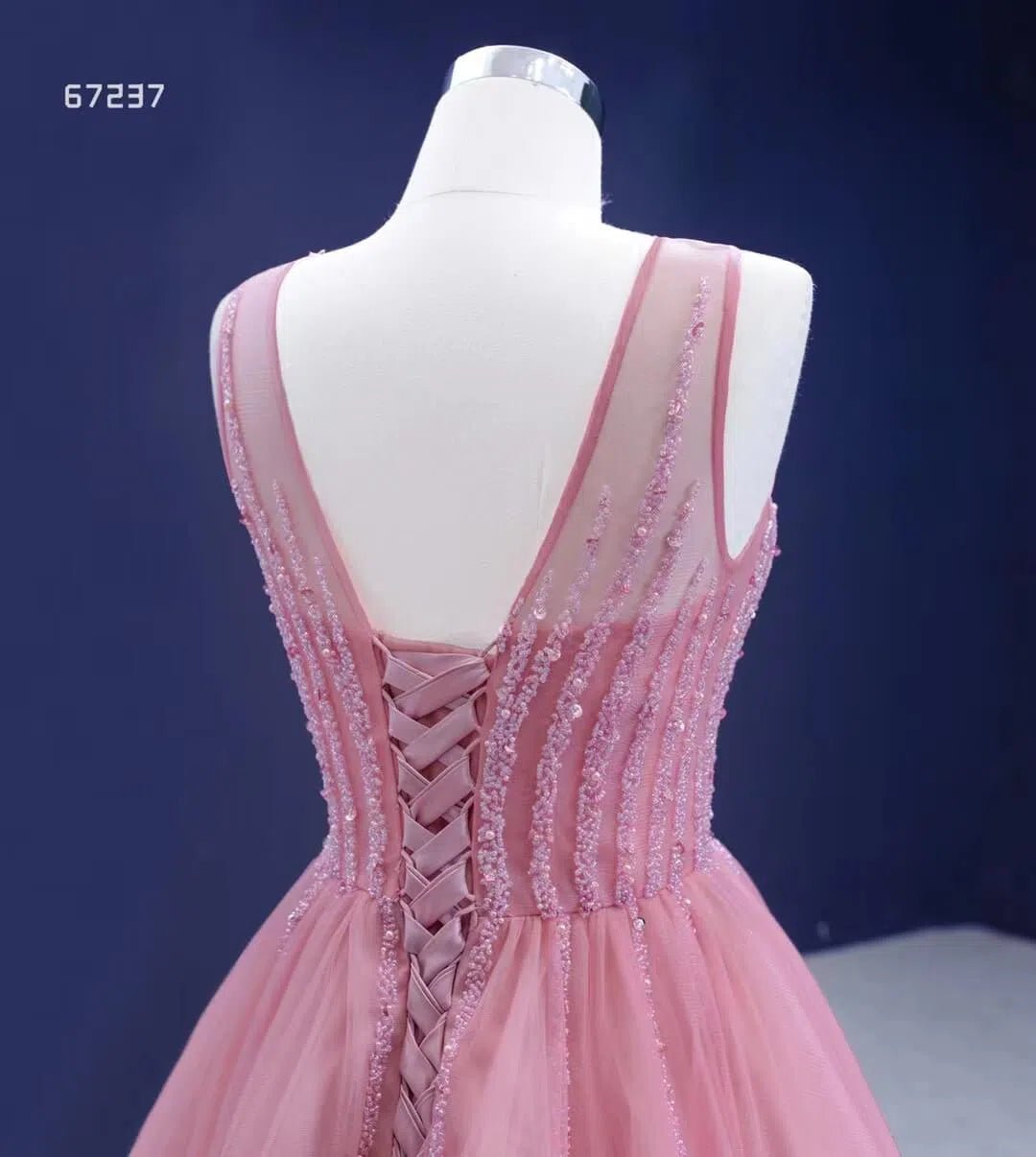 Beaded Green Ball Gown Rose Pink Prom Dresses 67237 viniodress-Quinceanera Dresses 2025 -Viniodress-Green-Custom Size-