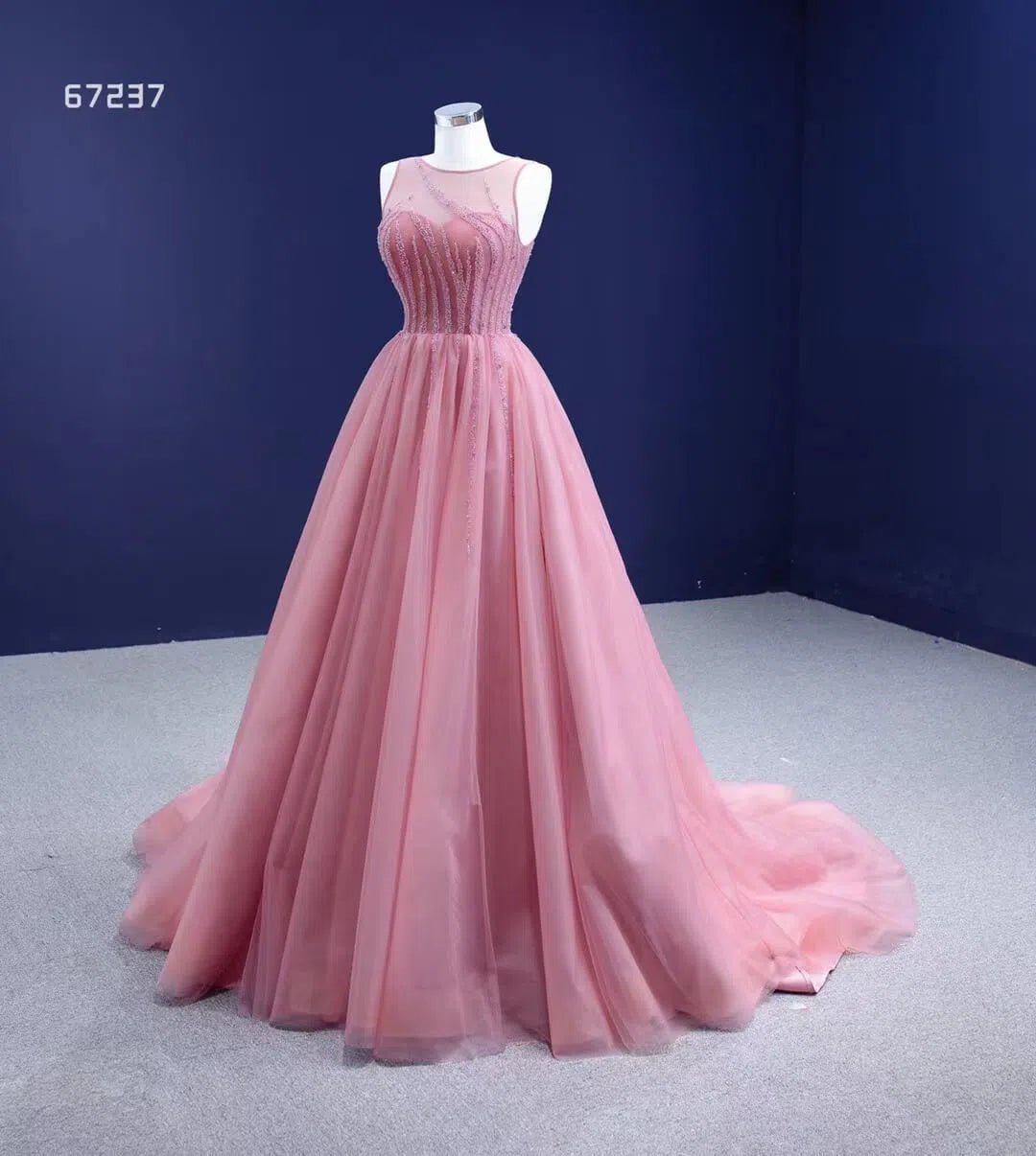 Beaded Green Ball Gown Rose Pink Prom Dresses 67237 viniodress-Quinceanera Dresses 2025 -Viniodress-Green-Custom Size-