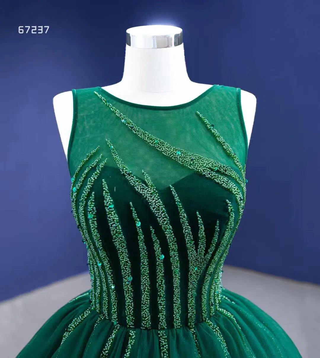 Beaded Green Ball Gown Rose Pink Prom Dresses 67237 viniodress-Quinceanera Dresses 2025 -Viniodress-Green-Custom Size-