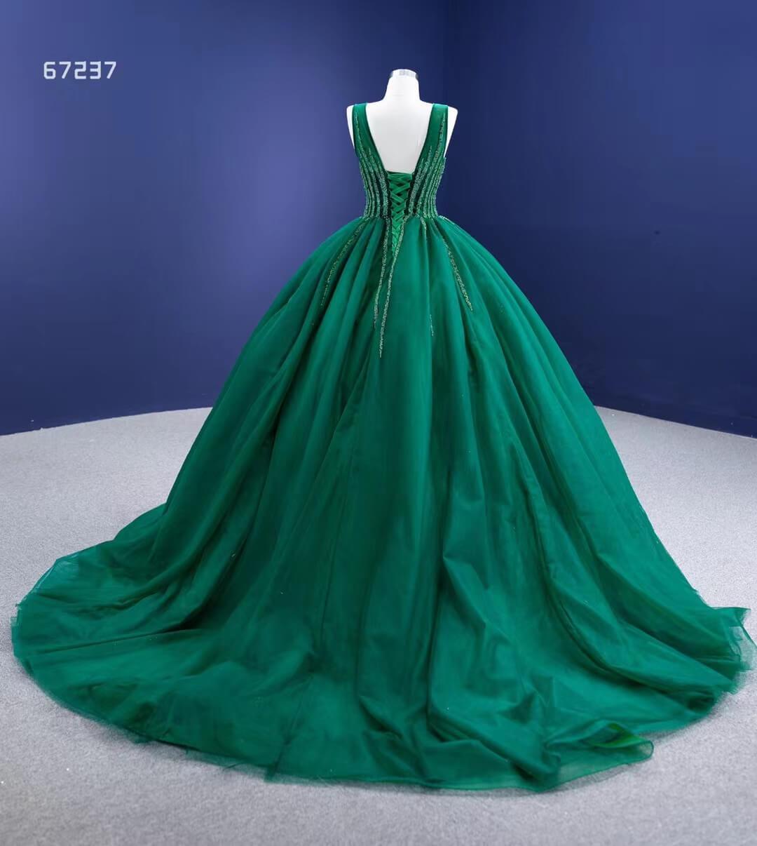 Prom Dress 2025 Beaded Green Ball Gown Rose Pink Prom Dresses 67237 viniodress-unique Quinceanera Dresses-Green-Custom Size-Viniodress