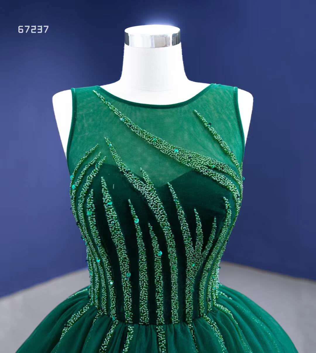 Prom Dress 2025 Beaded Green Ball Gown Rose Pink Prom Dresses 67237 viniodress-unique Quinceanera Dresses-Green-Custom Size-Viniodress