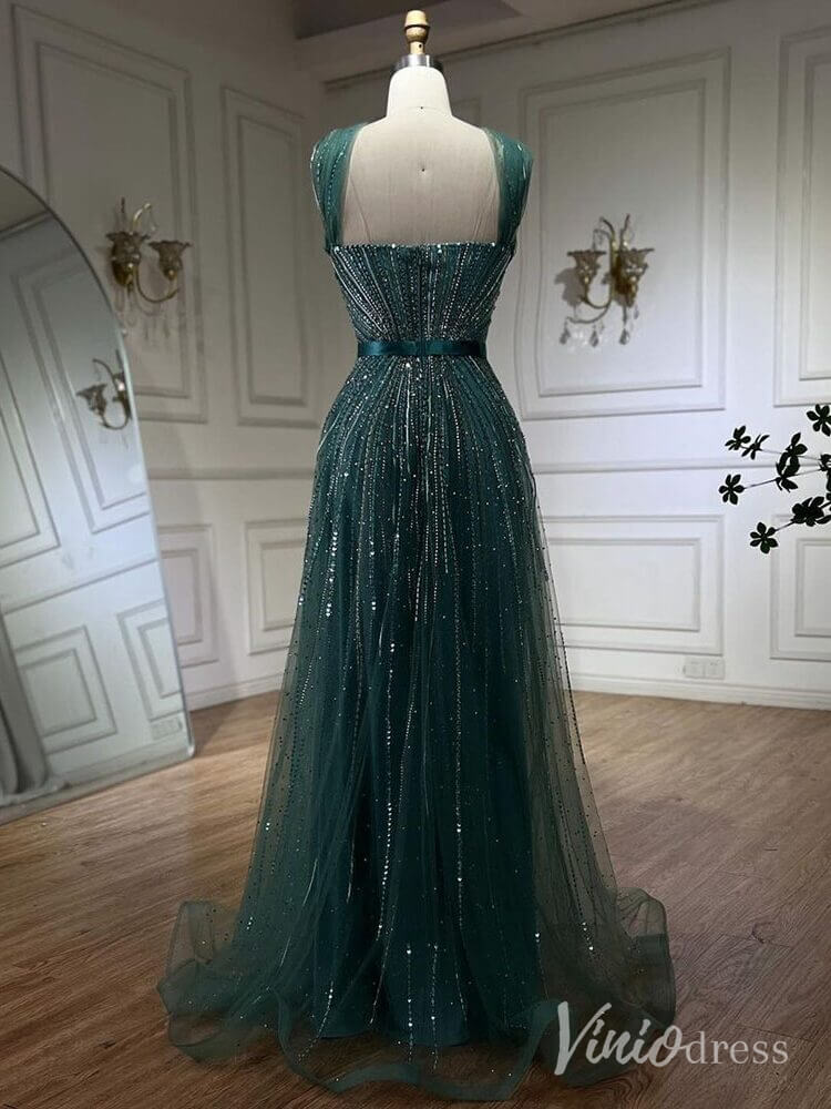 Beaded Halter Neck Prom Dresses Pageant Dress AD1240-Evening Dresses 2025 -Viniodress-Dusty Blue-US 2-