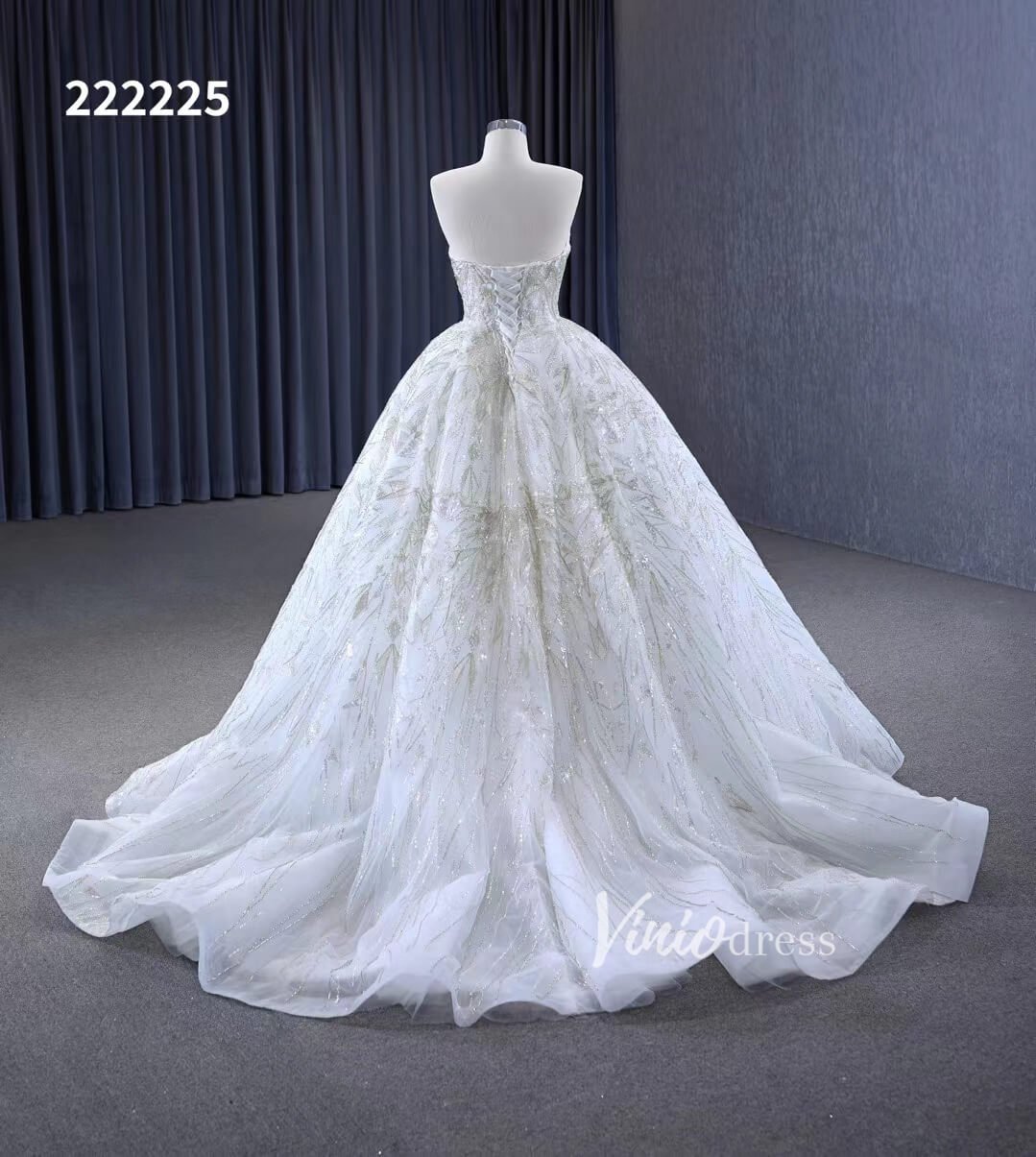 Beaded Lace Aplique Wedding Dresses Strapless Bridal Gown 222225-wedding dresses 2025 -Viniodress-Ivory-Custom Size-
